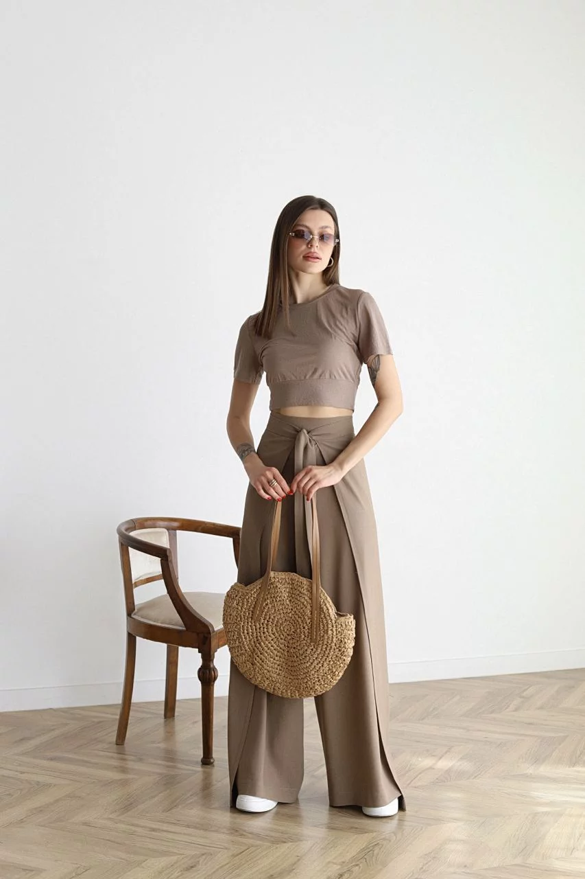 Julia - Wide-leg Pants in Cotton-Linen Blend