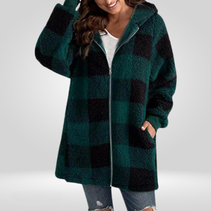 Golden Aura Cozy Plaid Jacket