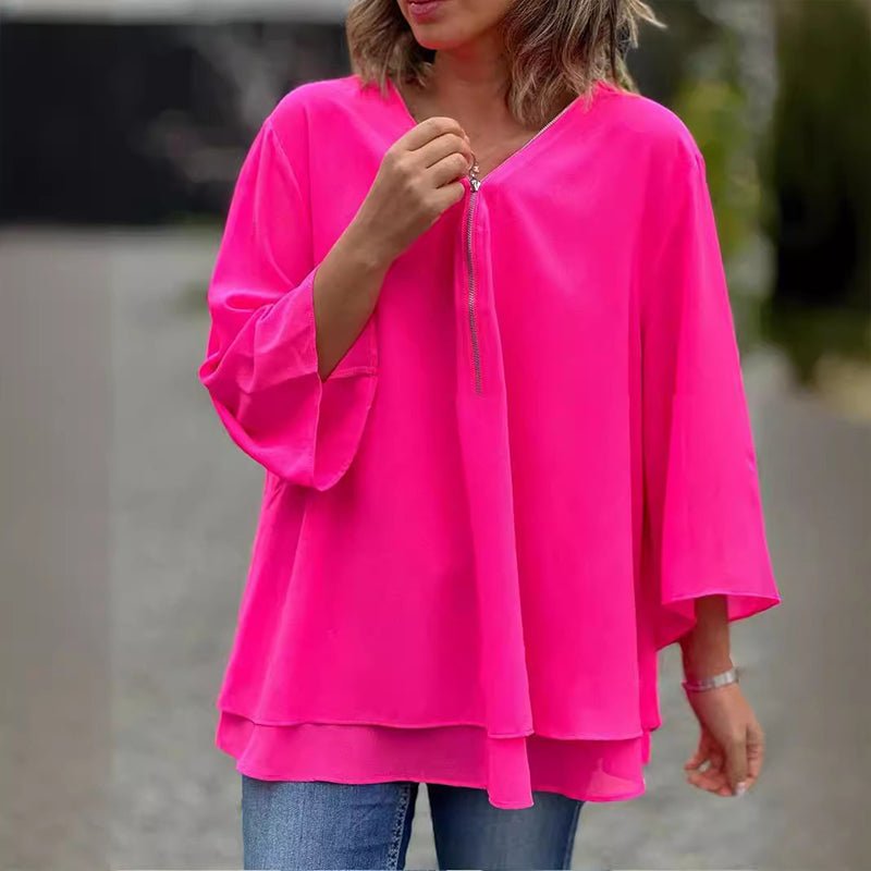 Margot | Chiffon Zipper Blouse