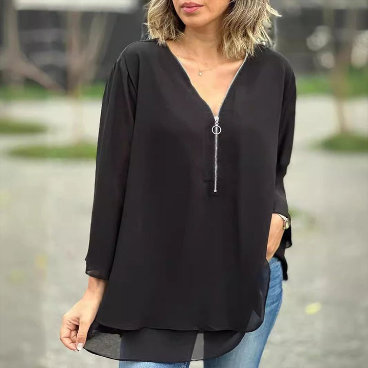 Margot | Chiffon Zipper Blouse