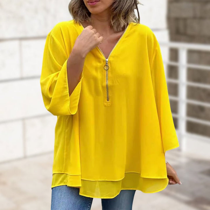 Margot | Chiffon Zipper Blouse