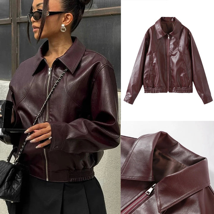 Saeira: Women's Moto Biker Faux Leather Jacket